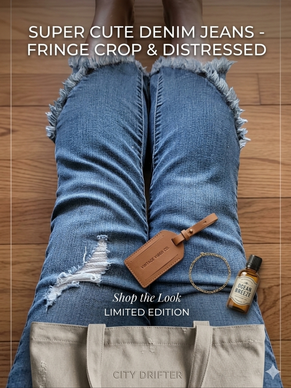 1822 Denim Women's Straight Leg Distressed Jeans Blue